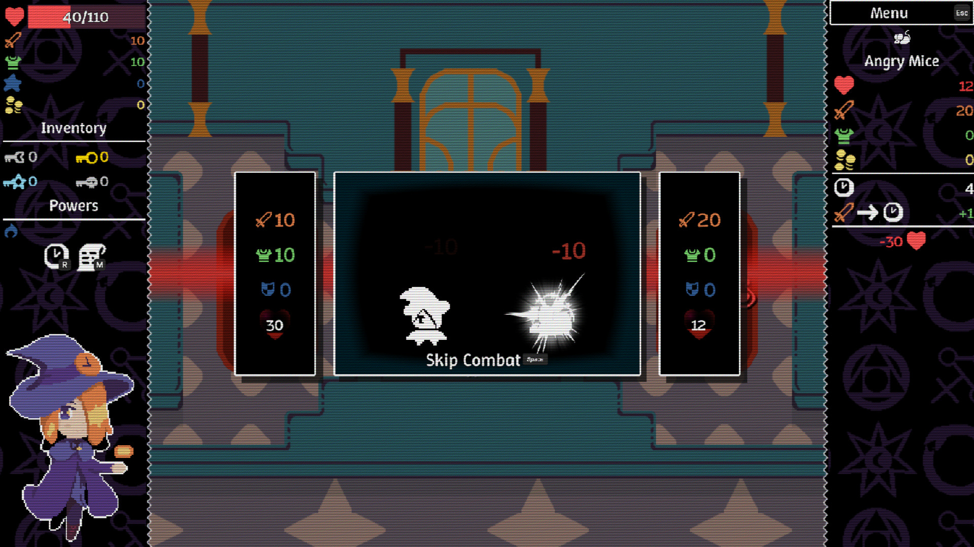 A battle between a witch and a slime